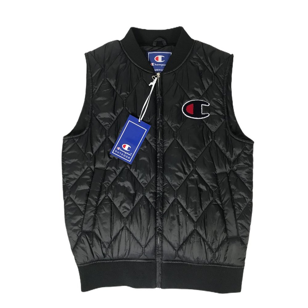 Champion Mens Quilted Bodywarmer Gilet Jacket Size Medium Black Padded Vest - Picture 1 of 10
